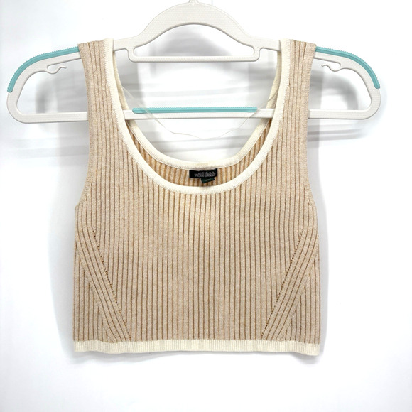 Wild Fable Cami Crop Tank Top Sweater Womens Small Tan Knit Ribbed - Picture 1 of 7
